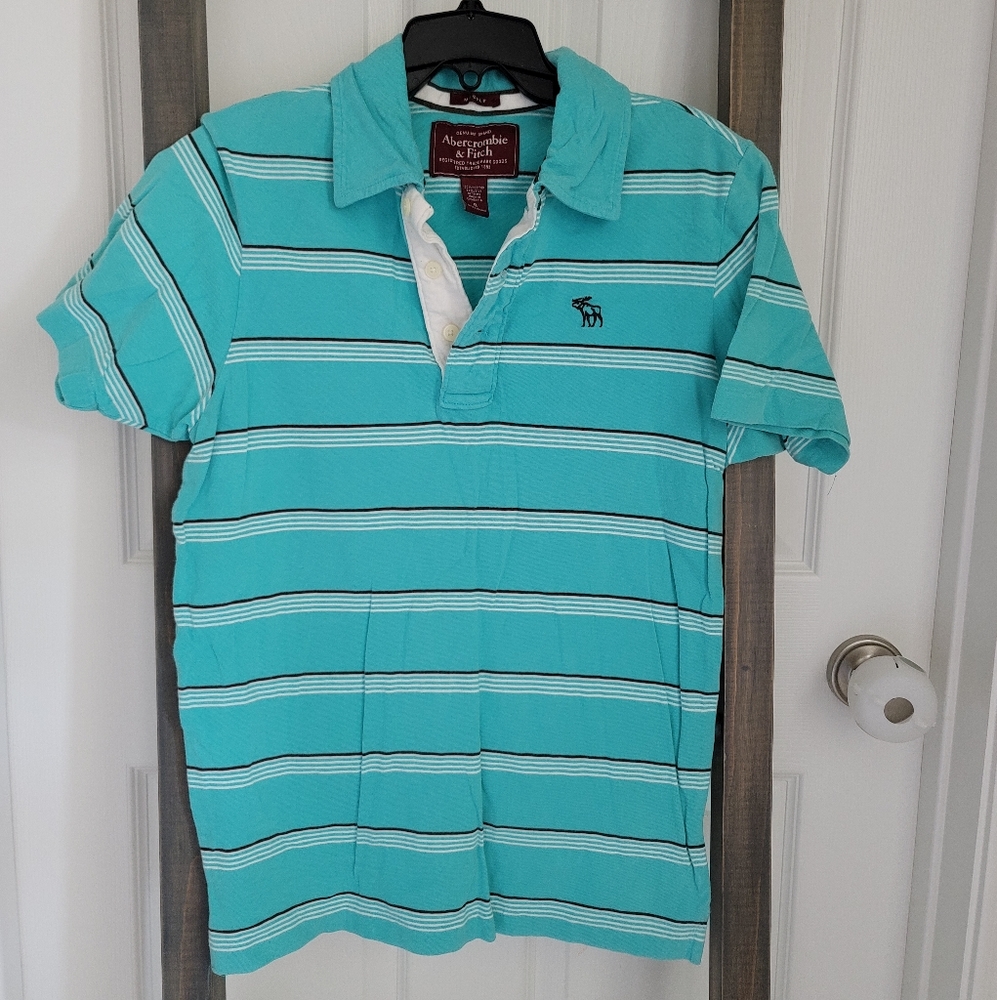 Abercrombie & Fitch blue muscle polo shirt